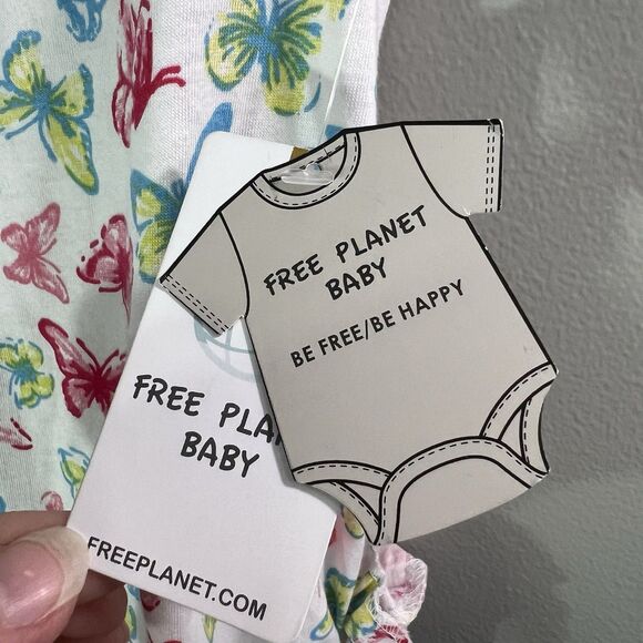 Free planet baby One Piece Romper, white w/ Butterflies, size 12M - Picture 4 of 6